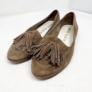 Anne Klein Brown Suede Tassel Loafers Flats Womens Size 8M Classic Preppy